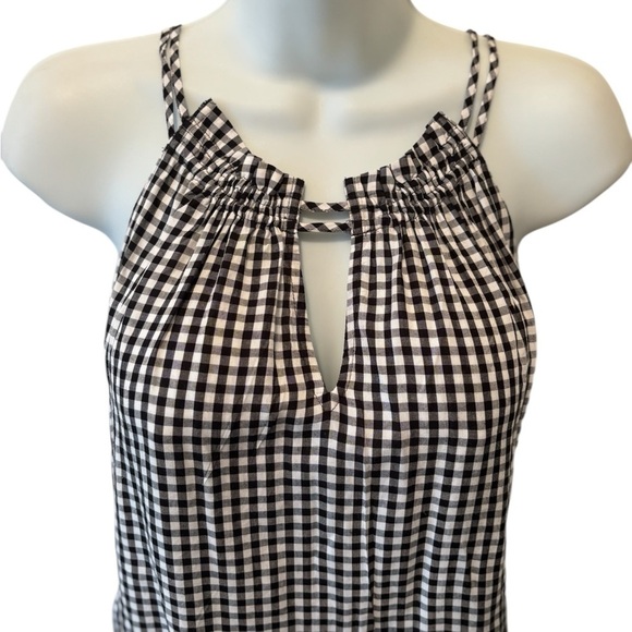Loft Gingham Strappy Tank W/Peplum Hem S Black White Halter Cami Coquette Girl - Picture 3 of 7